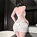 JasmyGirls White Lace Mini Dress Sexy Sheer See Through Lingerie for Women Slutty Outfits Club Date Night Going Out Mesh Bodycon Dresses