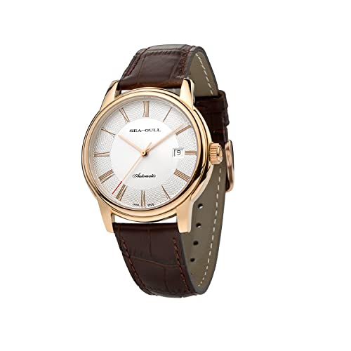 SEA-GULL Mewa męski zegarek mechaniczny, elegancki, minimalistyczny, skórzany, klamra, 30 metrów, wodoodporny, kalendarz biznesowy, męski zegarek, 32mm dial for women, pasek