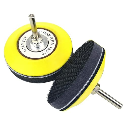 Treki 2pcs Plateau de Ponçage 75mm Plateau de Polissage avec 1/4 de pouce Mandrin Disques Abrasifs Velcro Assiette de Ponçage Tampon de ponçage...
