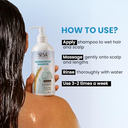 Image of Sesa Damage Repair Shampoo for Dry & Damaged Hair | Gentle Cleansing & Nourishing Care | HydraGloss Technology | Helps Make Hair Smooth & Shiny | 300 ml
