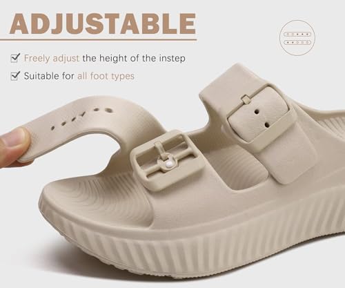 Image of KuaiLu Womens Recovery Sandals With Comfortable Plantar Fasciitis Arch Support, Orthotic Adjustable Thick Cushion Sport Slides Reduces Stress on Feet, Joints & Back Post-Exercise