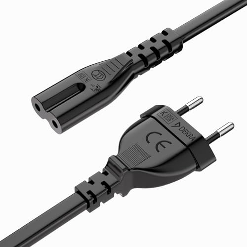 3M Cable de Alimentación, Cable de Alimentación con Euro IEC C7,para TV Samsung Toshiba LG Philips Sharp Sony PC Monitor, DVD, Printer, Radio etc Negro