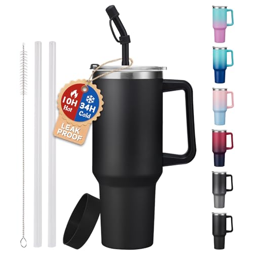 Image of ICIOI 40oz Tumbler with Handle -Straw Lid, Travel Coffee Cup Water Bottle