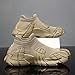 Mens Fashion Sneakers Mesh Breathable Sock Walking Shoes with Arch Support,Slip-On Thick Sole Faux Leather Sports Shoes,Non-Slip & Durable Running Sneakers for Hiking Camping Khaki