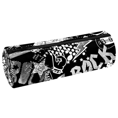 VAPOKF Grunge Rock Music Trousse à crayons en cuir avec guitare pour crayons, pièces de monnaie, maquillage pour étudiants, papeterie, école, bureau, multicolore,...