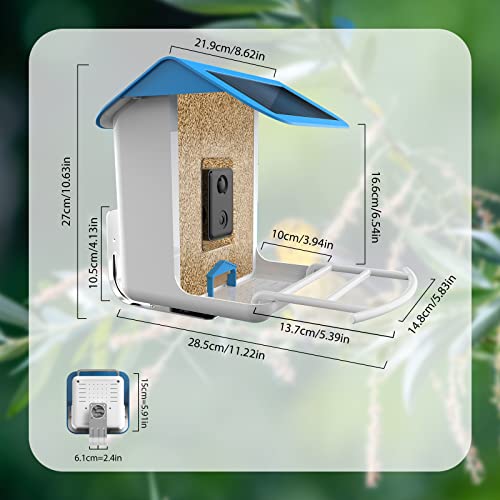Amacielo Smart Bird Feeder With Camera, Bird Feeder Camera Hd Visual Ai Identify Bird Species, Wifi Wireless With Solar Panels & 64G Sdcard, Auto Capture Bird Videos & Notify, Gifts For Bird Lovers #TOP4