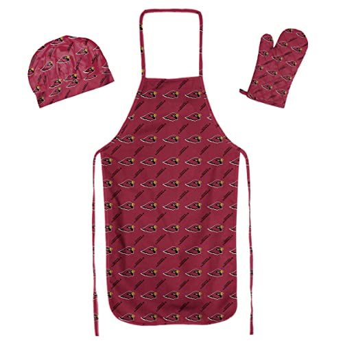 Northwest NFL Arizona Cardinals Unisex-Adult 3-Piece Apron, Oven Mitt and Chef Hat Set, One Size, Team Colors