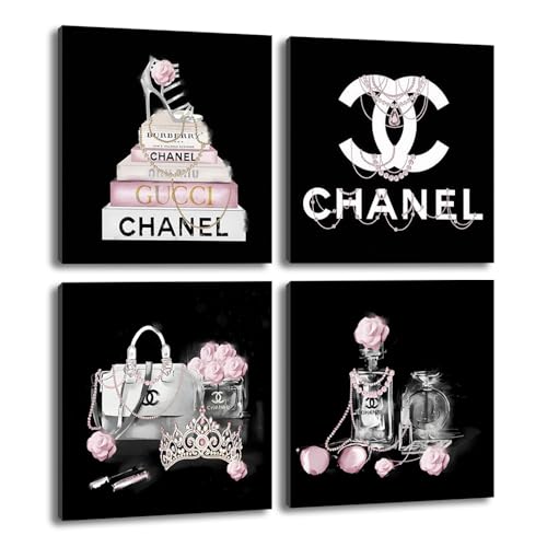 Fashion Teen Girls Bedroom Pink Wall Art Decorations Black And