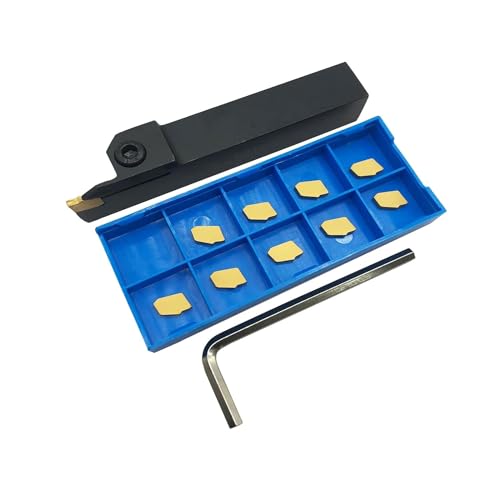 GBJ Grooving Slotting Tool Cut Off Lathe Turning Tool Holder 5/8 Shank ZQ1616R-2, Grooving Cut-Off Tool with 10 pcsSP200 Carbide Turning Inserts Grooving Parting Blade