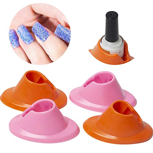 LXIANGN Soft Rubber Nail Polish Bottle Holder Stand Anti Spill Bottle Holder Display Manicure Tools for Women (Pink and Orange)