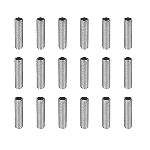 Image of Othmro 10Pcs Zinc Plated Lamp Pipe Nipple, M10 Thread 40mm Length 1mm Pitch Hollow Lamps Repair Part Hardware for Lamp Lights, Zinc Plated Silver Tone All Threaded