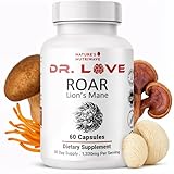Nature’s NutriWave Dr. Love Roar Lion’s Mane Mushroom Supplement – Plant-Based Formula with Cordyceps, Reishi & Shiitake – Vegan, Gluten-Free, GMP Certified, Made in USA – 60 Capsules, 1 Month Supply