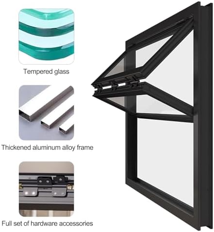 Reinforced Glass Foldable Sliding Concession Window with Locks - Aluminum Replacement for Food Trucks & Mobile Homes, Ideal for Outdoor Use
