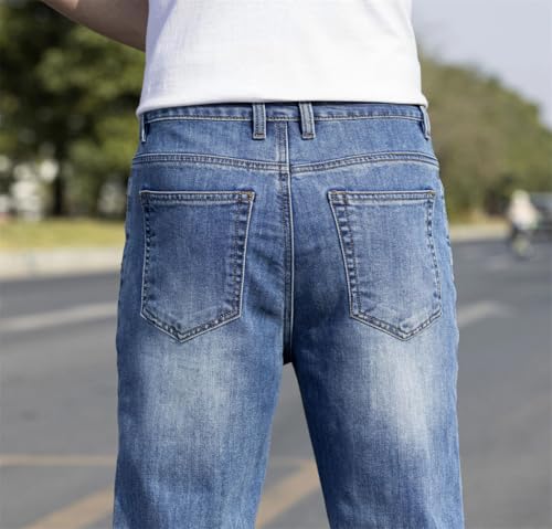 Men's Classic Solid-Color Jeans for All Seasons, Casual Straight-Leg Stretch Jeans for Comfort.3