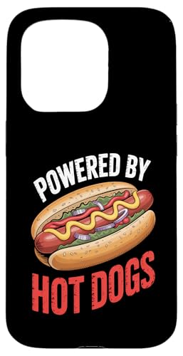 Powered By Hot Dog Food Comida Rápida Snack Food Diversión Carcasa para iPhone 15 Pro