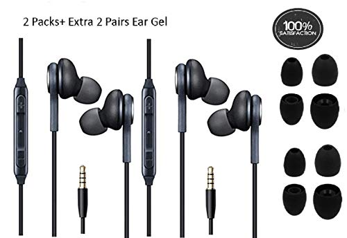 in Ear Stereo Headphones with Microphone Compatible with Samsung Galaxy S10 S10+S9/S9+ S8/S8+ Note8 / Note9 S7 S7 Edge- Earbuds Remote 2 Pack W/Extra 4 Ear Piece(JL supply)