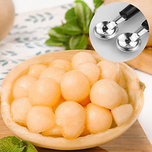 2 PCS Silver Double Sided Melon Baller Double Ice Cream Scoop Melon Baller Scoop Smooth Round Melon Balls Stainless Steel