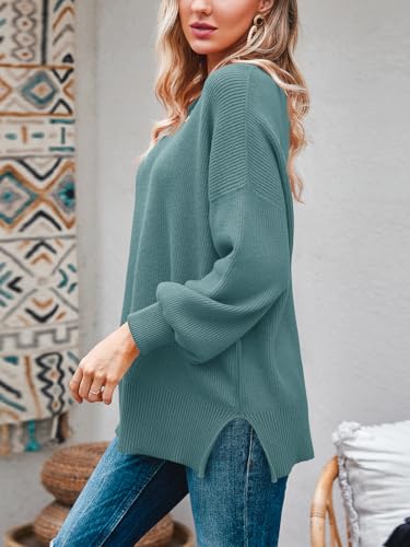 Image of Imily Bela Womens Oversized Tunic Sweaters Fall Slouchy Long Sleeve Ribbed Knit Side Slit Pullover Jumper