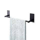 Songtec Stick Towel Bar Black 12-Inch, Adhesive Bath Towel Rack No Drill, Strong Adhesion Tape Mount