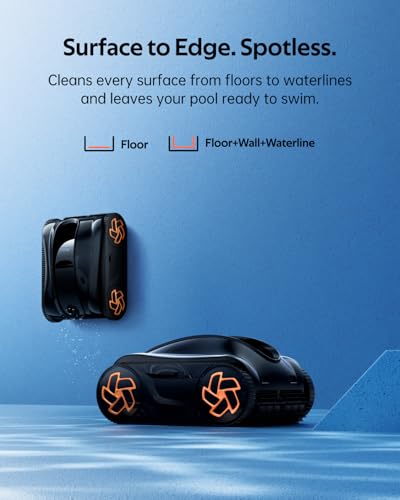 Pool Cleaner K80, 8H Runtime Cordless Robotic Pool Vacuum, Touch Screen, Smart Navigation, Cleans Floor, Walls, Waterline, Ideal for Above & In-Ground Pools, Self-Parking