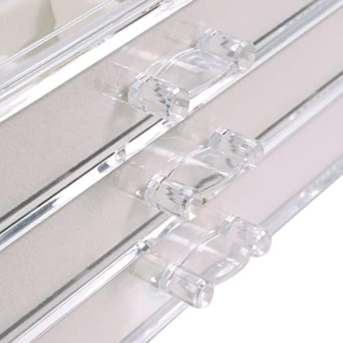 Clear Acrylic Jewellery Box for Women 3 Drawers Velvet Jewellery Organiser for Ring Earring, Necklaces, Mother's Day Girft Beige