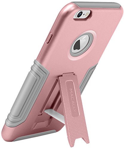 Macally Hardshell Protective Case Cover with Kickstand for iPhone 6/6s - Retail Packaging - Rose Gold