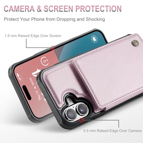 Vinich for iPhone 16 Plus Wallet Case with Card Holder, RFID Blocking Credit Slots Kickstand Shockproof Phone Cover Fit for iPhone 16 Plus 6.7" Rose Gold by Vinich - Image 3