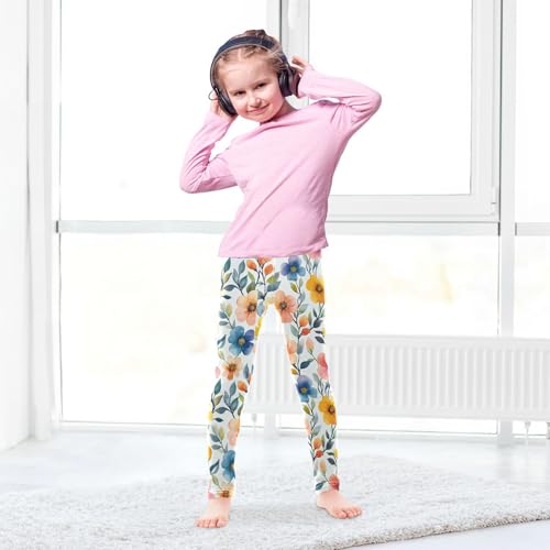 Boccsty Watercolor Spring Flowers Girls Leggings Kids Yoga Pants Dance Active Tights 4T4