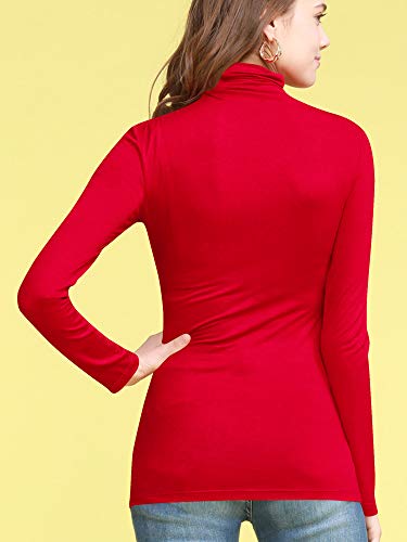Image of Lock and Love Women's Turtleneck Top Lightweight Long Sleeve Slim Fit Pullover, Soft Rayon Stretch Layering Basic, S-3XL