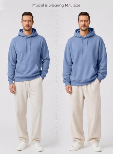 Image of JMIERR Mens Fleece Lined Hoodie Pullover Drawstring Pocket Winter Warm | Cozy fleece-lined pullover, adjustable drawstring hood, kangaroo pocket, regular fit, machine wash