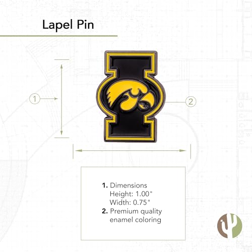 Image of Desert Cactus University of Iowa Lapel Pin IOWA Hawkeyes Made of Metal for Formal Wear, Bag and Hat Jewelry, and Tie Tack (Pin B)