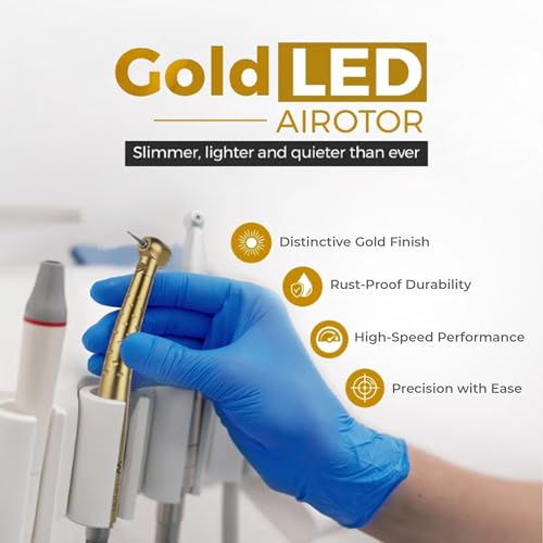 Image of Waldent Aura Gold LED Special Edition Airotor (W-154) Dental Handpiece | High-Speed, Advanced LED Illumination, Push Button Chuck, Durable Stainless Steel, Ergonomic Design
