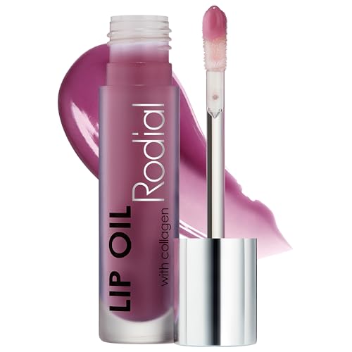 Image of Rodial Lip Oil with Plumping Collagen 4ml - Hydrating Vegan Lip Oil for Fuller, Smoother Lips, Nourishing Lip Care with Cherry, Jojoba & Macadamia Oils, Sheer Grape Gloss Finish