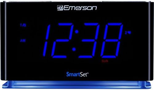 SmartSet Alarm Clock Radio with Bluetooth Speaker, USB Charger for iPhone and Android, Night Light, and Blue LED Display (Renewed)