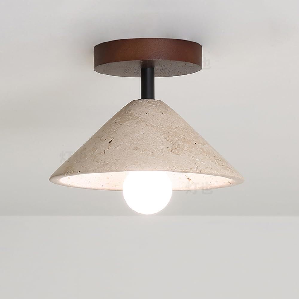Mid Century Yellow Travertine Ceiling Light Industrial Marble Ceiling Lamp