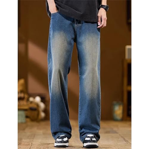 Men's Vintage Loose Casual Straight Wide Leg Jeans Fashion Solid Color High Waist Jeans4