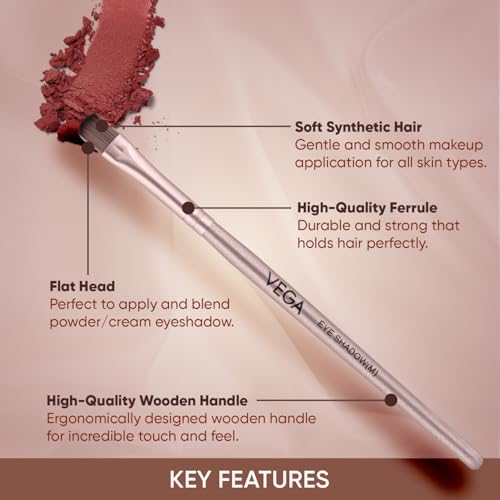 Image of Vega Eye Makeup Brush Set with Eye Shadow Brush, Eye Liner Brush & Mascara Brush | Professional Eye Makeup Brushes for Blending, Defining & Precise Application (MBN-02, MBN-08 & MBN-10)