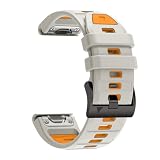 [SQHYWJ] 22mm 26mm 二色シリコンウォッチバンド 替えベルト はに適合 GARMIN(ガーミン) Fenix 8 / Fenix 7X / Fenix 6X / Fenix 5X /Fenix 7/6/5 用 交換 ベルト クイックリリース瞬時取り付け(ライトグレー+オレンジ 22mm