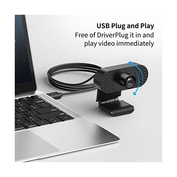wansview Webcam 1080P mit Mikrofon, Webcam USB 2.0 Plug und Play für Laptop, PC, Desktop, mit automatischer… – Bild 6