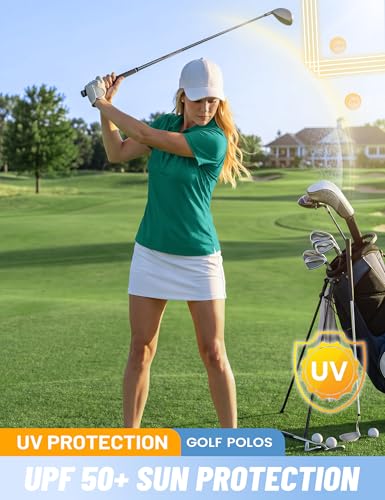 Image of TACVASEN Women's Golf Polo Shirts Short Sleeve UPF 50+ Sun Protection Golf Shirts for Women Quick Dry Collared Polos