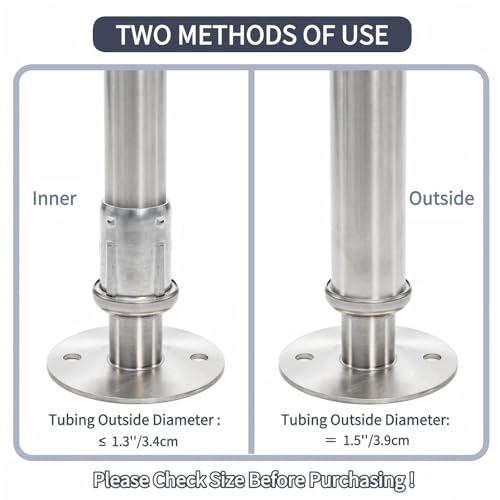 Mezchi 4 Pack Adjustable Stainless Steel Flanged Feet, 3-1/2\" Diameter Round Base Leveling Furniture Legs, Heavy Duty 1500LB Capacity Cabinet Levelers, Closet Rod Flange Holder for 1-5/8\" OD Tubing - Thumbnail 4