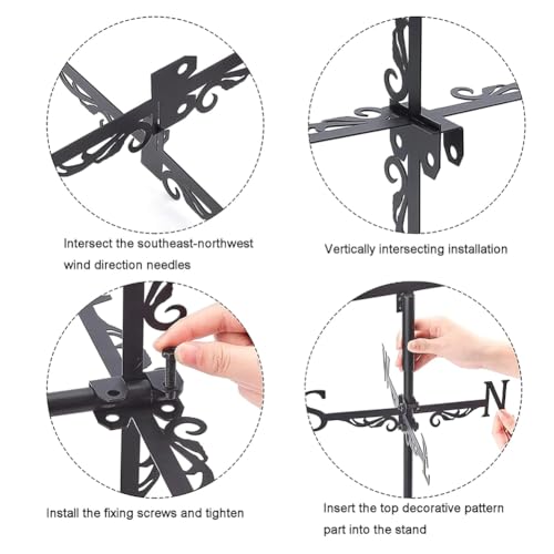 INFUNLY Motorcycle Weather Vane - Black Metal Wind Direction Indicator - 13.78"x10.63" - Weather Resistant - Image 4