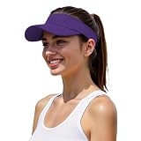 Structured Brim Quick-Dry Sun Visor Hat,Lightweight Sun Protection Sports Visor for Running Golf Tennis Women Purple