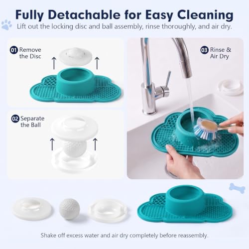 Image of Anti-Slip Slow Feeder Dog Bowl and Lick Mat with Rolling Ball