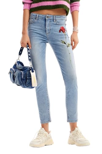 Desigual Pantalon Long en Denim pour Femme Jeans, Bleu, 42