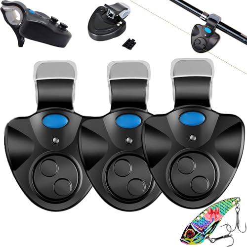 Smilamo Smart Fish Bite Alarm, Fishing Rod Alarm with Sound & LED Indicator – Portable Bite Alert for Daytime & Night Fishing, Compatible with All Fishing Rods (3PCS)