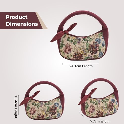 Image of Boho Girl Indigo Blossom Tote Bag - Navy Blue Floral Handbag for Women with Embroidered Flowers, Padded Handle & Ribbon Detail - Chic Shoulder Bag for Travel, Brunch