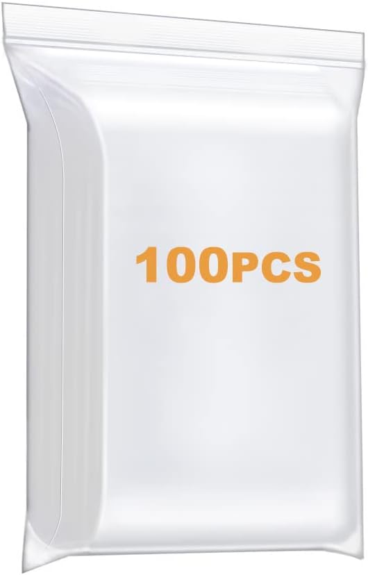 Foopama 100 PCS 6" x 8" Thick Clear Zip Poly Lock Plastic Bags Seal Reclosable Zip Bag Durable 2.4 Mil Photo Cards Envelopes Snacks Seeds Zipper Bags