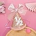 PATRDIO Rose Gold 1/2 Birthday Hat - Bow 6 Month Birthday Party Decorations, Glitter Number Cone Hat, Princess Bow Hat, Rose Gold Half Birthday Crown and Cake Smash Props