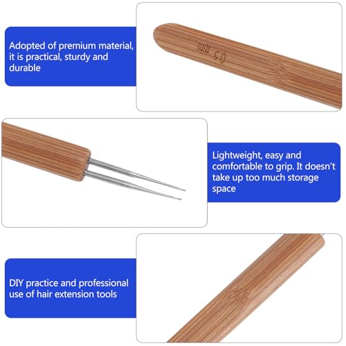 Agujas de ganchillo para rastas y trenzado con mango ergonómico de madera 8